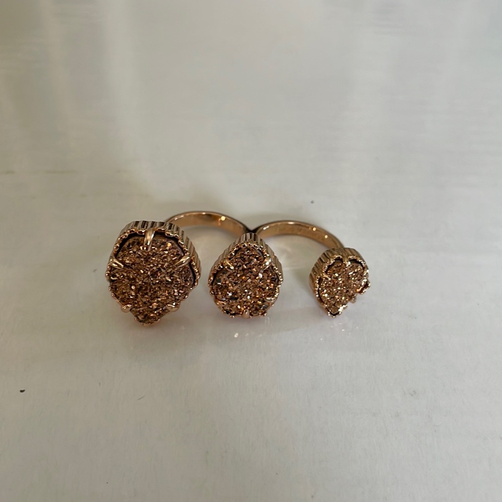 Drusy rose gold ring size 5